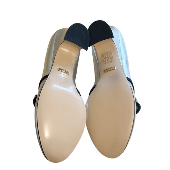 Gucci Bloom Marmont Silver GG Logo Heeled Loafers 40 - Picture 9 of 13